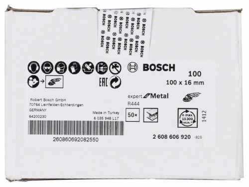 BOSCH Fiber csiszolókorong R444, Expert for Metal 100 mm, 16 mm, 100 2608606920