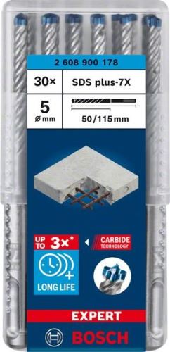 BOSCH EXPERT fúrószár SDS plus-7X, 5x50x115 30 db 2608900178