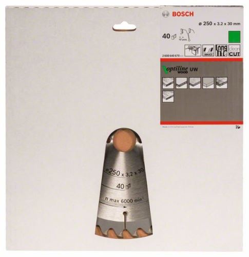 BOSCH fűrészlap Optiline Wood 250 x 30 x 3,2 mm, 40 2608640670