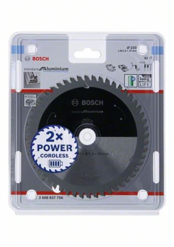 BOSCH Fűrészlap akkus fűrészekhez; Standard alumíniumhoz 150x20x1,8/1,3x52T 2608837756