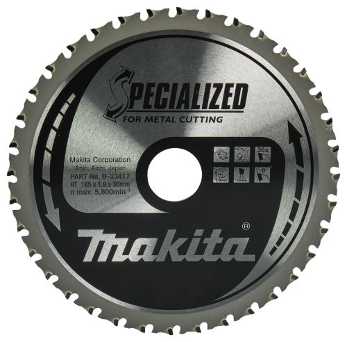 MAKITA fűrészlap acél SPECIALIZÁLT 185x1,9x30 mm 36 fogú B-33417