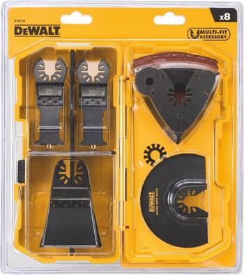 DEWALT készlet (8 db) oszcilláló szerszámokhoz (1x DT20700, 1x DT20701, 1x DT20704, 1x DT20705, DT20710, 3x csiszolópapír 93 x 93 mm) DT20731