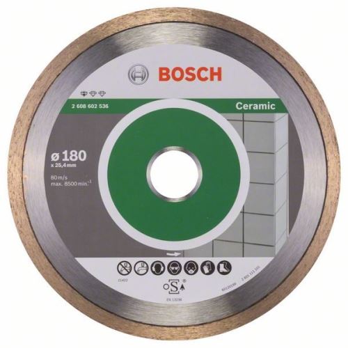 BOSCH gyémánt vágótárcsa szabvány kerámiához 180 x 25,40 x 1,6 x 7 mm 2608602536