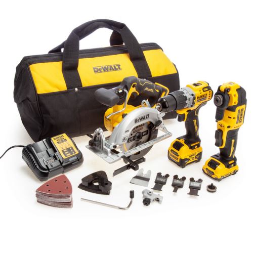 Dewalt 12V XR kefe nélküli 3 részes készlet (1 x 2Ah x 1 x 5Ah akkumulátor) hordtáskában DCK318P1D1