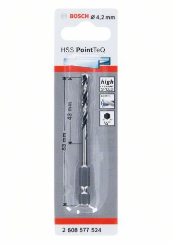 BOSCH Fúró fémhez HSS PointTeQ HEX 6 pontos szárral; 4,2 mm (5 db) 2608577524