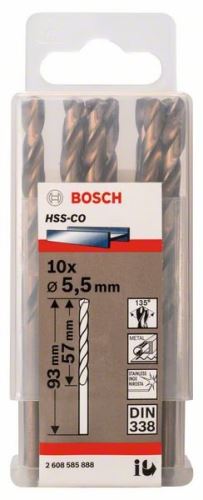 BOSCH Fúrószárak fémhez HSS-Co, DIN 338 5,5 x 57 x 93 mm (10 db) 2608585888