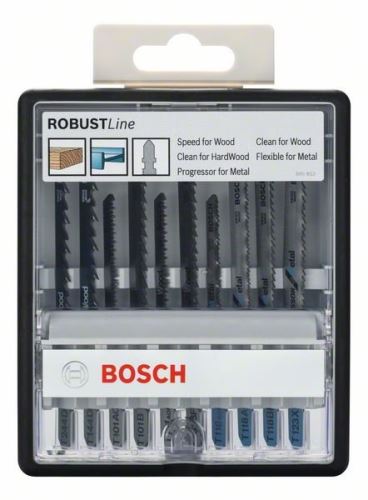 BOSCH 10 részes fűrészlapkészlet dugattyús fűrészekhez, robusztus vonalak fához és fémhez, T szárral, Robust Line Wood és Metal T 244 D; T 144 D; T 101 AO; T 101 B; T 101 AOF; T 101 BF; T 118 EOF; T 118 AF; T 118 BF; T 123 X 2607010542