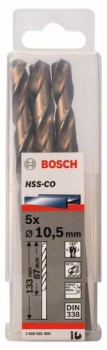 BOSCH Fémfúrók HSS-Co, DIN 338 10,5 x 87 x 133 mm (5 db) 2608585900