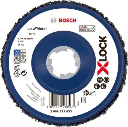 BOSCH X-LOCK Tisztítótárcsa N377 Best for Metal, Ø125mm 2608621833