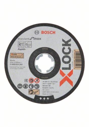 BOSCH X-LOCK Lapos vágótárcsa Standard Inox rendszerhez 10×125×1×22,23 mm WA 60 T BF, 10 x 125 x 1 x 22,23 mm 2608619267