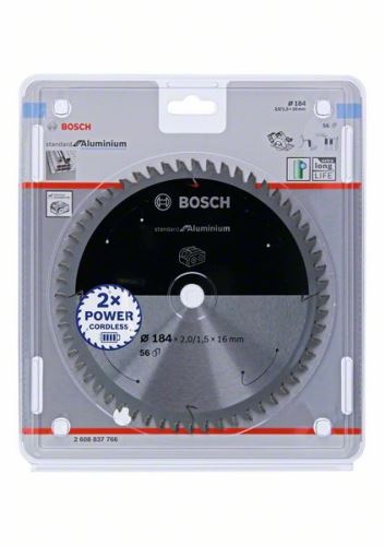 BOSCH Fűrészlap akkus fűrészekhez; Alapkivitelű alumínium 184x16x2/1,5x56T 2608837766