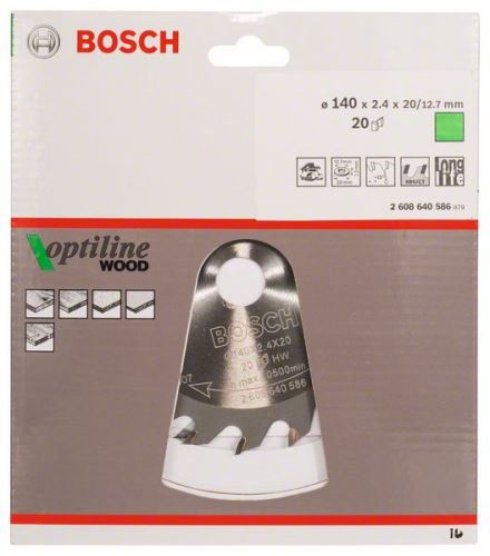 BOSCH Optiline Wood fűrészlap 140 x 20/12,7 x 2,4 mm, 20 2608640586