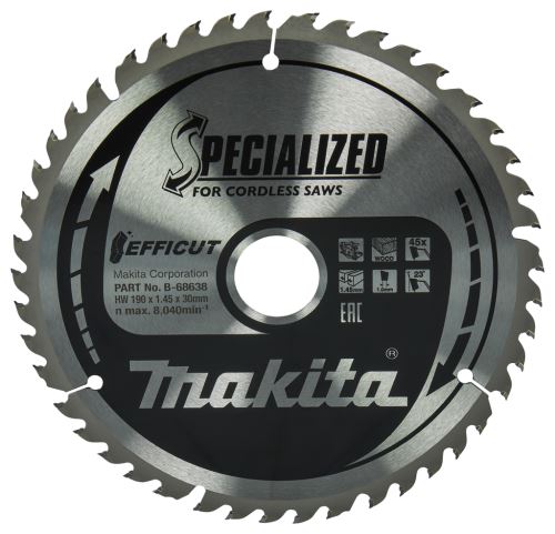 MAKITA pengefűrész fa Efficut 190x1,45x30 mm 45 fogú B-68638