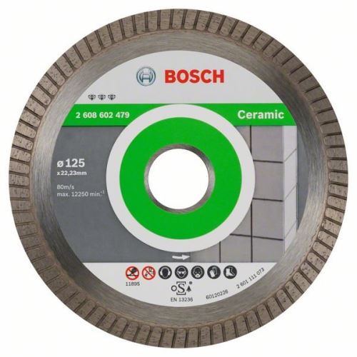 BOSCH gyémánt vágótárcsa Legjobb kerámia Extra-Clean Turbohoz 125 x 22,23 x 1,4 x 7 mm 2608602479