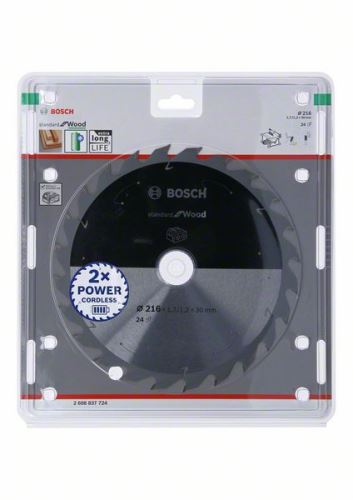 BOSCH Fűrészlap akkus fűrészekhez; Standard fa 216x30x1,7/1,2x24T 2608837724