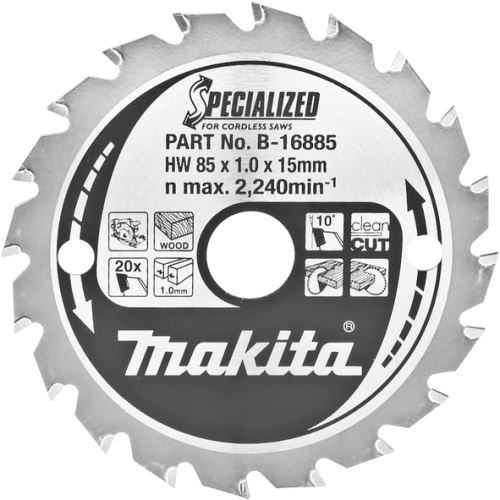 MAKITA fa fűrészlap SPECIALIZED 85x1x15 mm 20 fogú akkumulátoros fűrészekhez B-16885