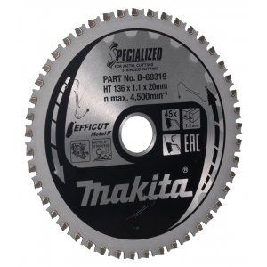 MAKITA fűrészlap acél Efficut 136x1,1x20 mm 45 fogú B-69319