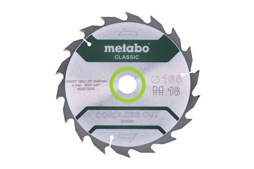 METABO fűrészlap 165 x 20 mm, 18 fog, 20° CordlessCutClassic 628272000