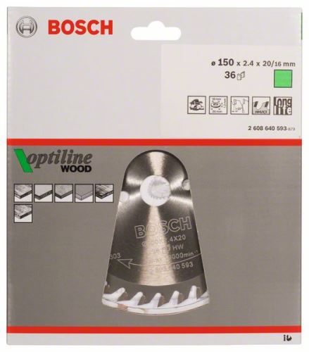 BOSCH fűrészlap Optiline Wood 150 x 20/16 x 2,4 mm, 36 2608640593