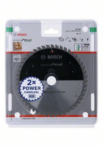 BOSCH Fűrészlap akkus fűrészekhez; Standard fa 160x20/15.875x1.5/1.0x48T 2608837678