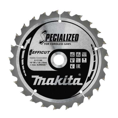 MAKITA pengefűrész fa Efficut 190x1,85x20 mm 25 fogú E-11140