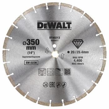 DEWALT gyémánt szegmentált kerék, száraz vágás, 350 x 25,4 mm DT40213