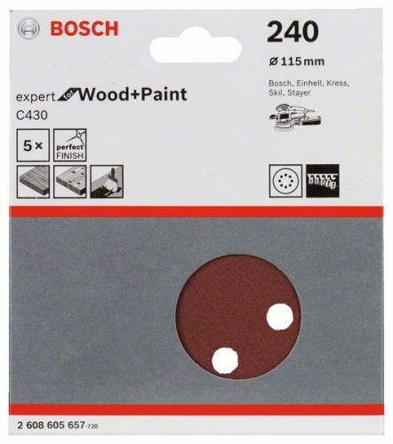 BOSCH Csiszolópapír (5 db); 115 mm, 240 2608605657