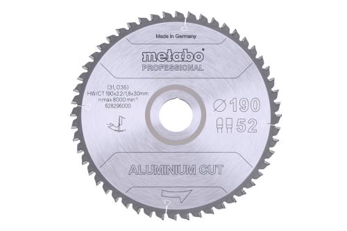 METABO fűrészlap 190 x 30 mm, 52 fog, 5°-os AlumCutProf 628296000