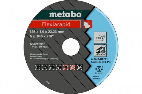 METABO csiszolótárcsa Flexiarapid 105 x 1,6 x 16,0 INOX, TF 41 616180000