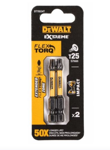 DEWALT Torx csavarhúzó bit TORX T25, EXTREME (2 db) DT70534T