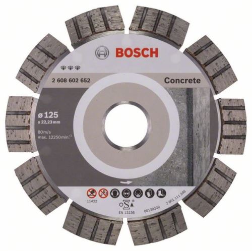 BOSCH gyémánt vágótárcsa Legjobb betonhoz 125 x 22,23 x 2,2 x 12 mm 2608602652