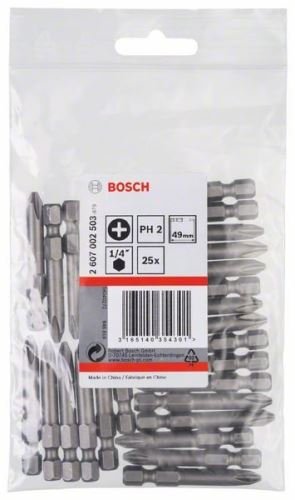 BOSCH csavarhúzó bit extra kemény Extra-Hart PH 2, 49 mm (25 db) 2607002503