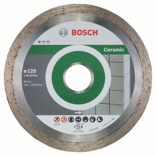 BOSCH Gyémánt vágótárcsa Standard kerámiához 125 x 22,23 x 1,6 x 7 mm (10 db) 2608603232