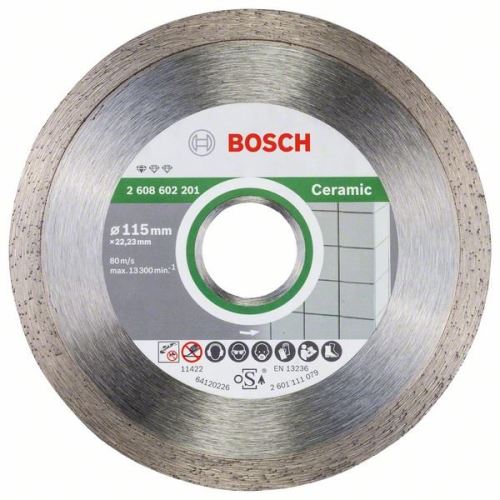 BOSCH gyémánt vágótárcsa szabvány kerámiához 115 x 22,23 x 1,6 x 7 mm 2608602201