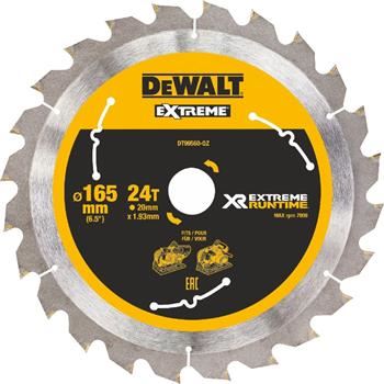 DEWALT fűrészlap (ideális FLEXVOLT fűrészekhez), 165 x 20 mm, 24 fogú DT99560