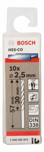 BOSCH Fúrószárak fémhez HSS-Co, DIN 338 2,5 x 30 x 57 mm (10 db) 2608585875