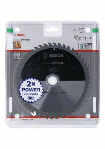 BOSCH Fűrészlap akkus fűrészekhez; Standard fa 190x30/20x1,6/1,1x48T 2608837710