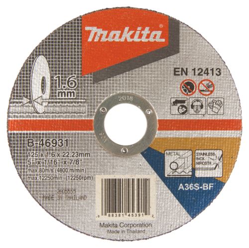 MAKITA rozsdamentes acél vágótárcsa 125x1,6x22,23 mm B-46931