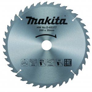 MAKITA fa fűrészlap TCT 260x2,6x30 mm 40 fogú D-65377