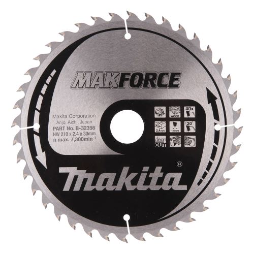 MAKITA fa fűrészlap MAKFORCE 210x2,4x30 mm 40 fogú B-32356