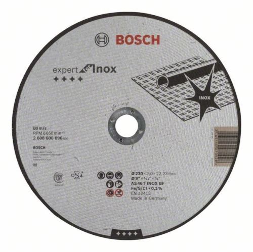 BOSCH Vágótárcsa egyenes Expert for Inox AS 46 T INOX BF, 230 mm, 2,0 mm 2608600096