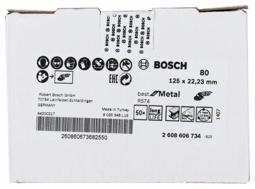 BOSCH Fiber köszörűkorong R574, Best for Metal D = 125 mm; G = 80 2608606734