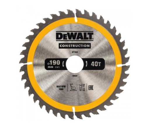 DEWALT fűrészlap 190 x 30 mm, 40 fog, ATB 10°, fűrészlap szélesség 1,7 mm, univerzális vágás DT1945