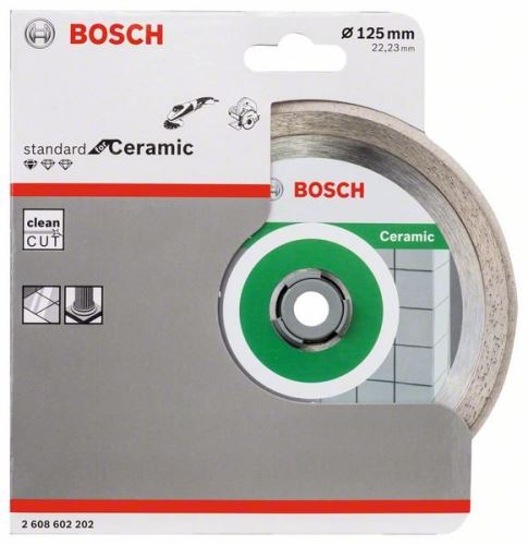 BOSCH gyémánt vágótárcsa szabvány kerámiához 125 x 22,23 x 1,6 x 7 mm 2608602202