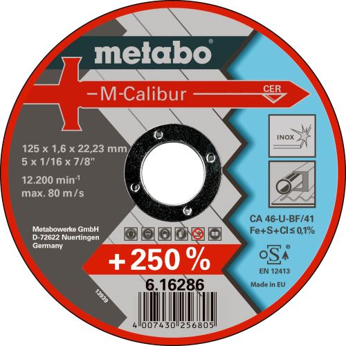 METABO köszörűtárcsa M-CALIBUR 115 x 1,6 x 22,23 INOX, TF 41 616285000