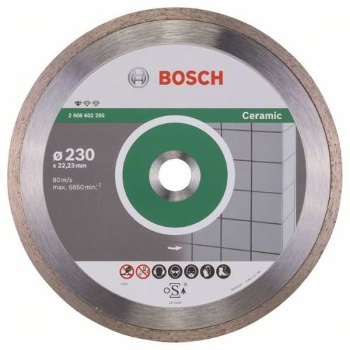 BOSCH gyémánt vágótárcsa szabvány kerámiához 230 x 22,23 x 1,6 x 7 mm 2608602205