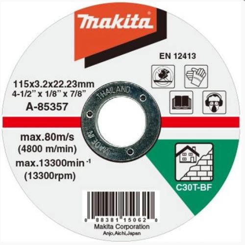 MAKITA tárcsás vágókő 115x3x22 mm A-85357