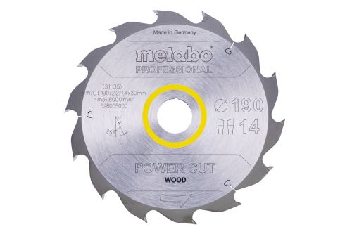 METABO fűrészlap Power Cut Wood 190 x 30 mm, 14 fog, 25° 628005000