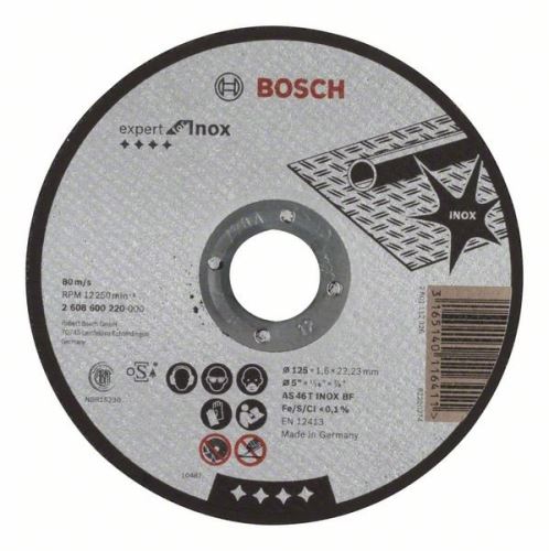 BOSCH Vágótárcsa egyenes Expert for Inox AS 46 T INOX BF, 125 mm, 1,6 mm 2608600220