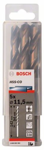 BOSCH Fúrószárak fémhez HSS-Co, DIN 338 11,5 x 94 x 142 mm (5 db) 2608585902